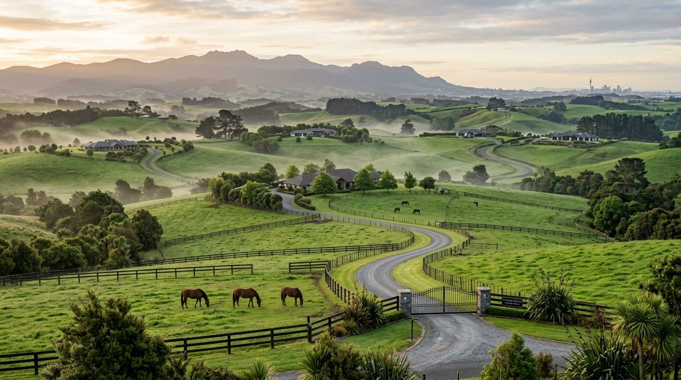 Rolling green hills, Auckland