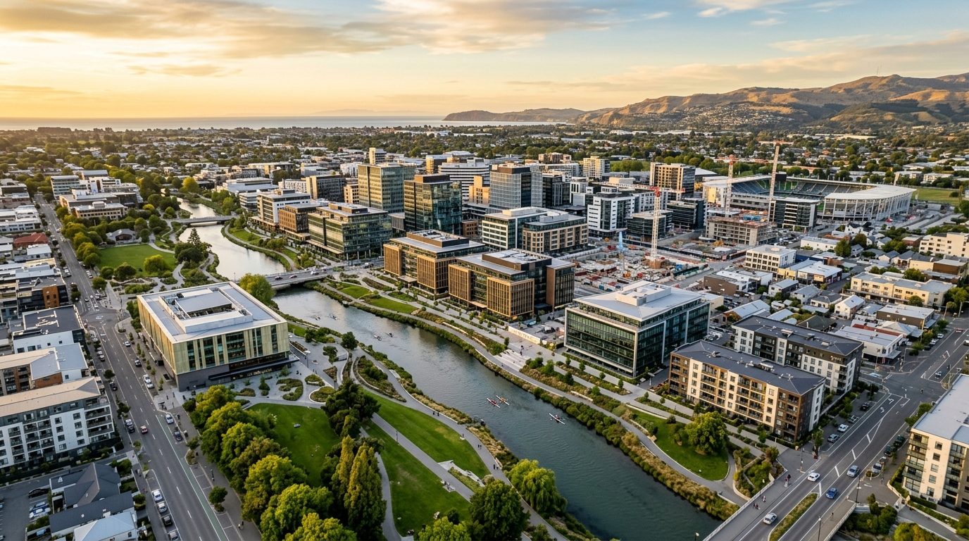 Christchurch central city aerial view