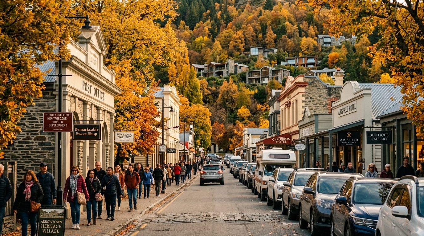 Arrowtown heritage buildings in autumn